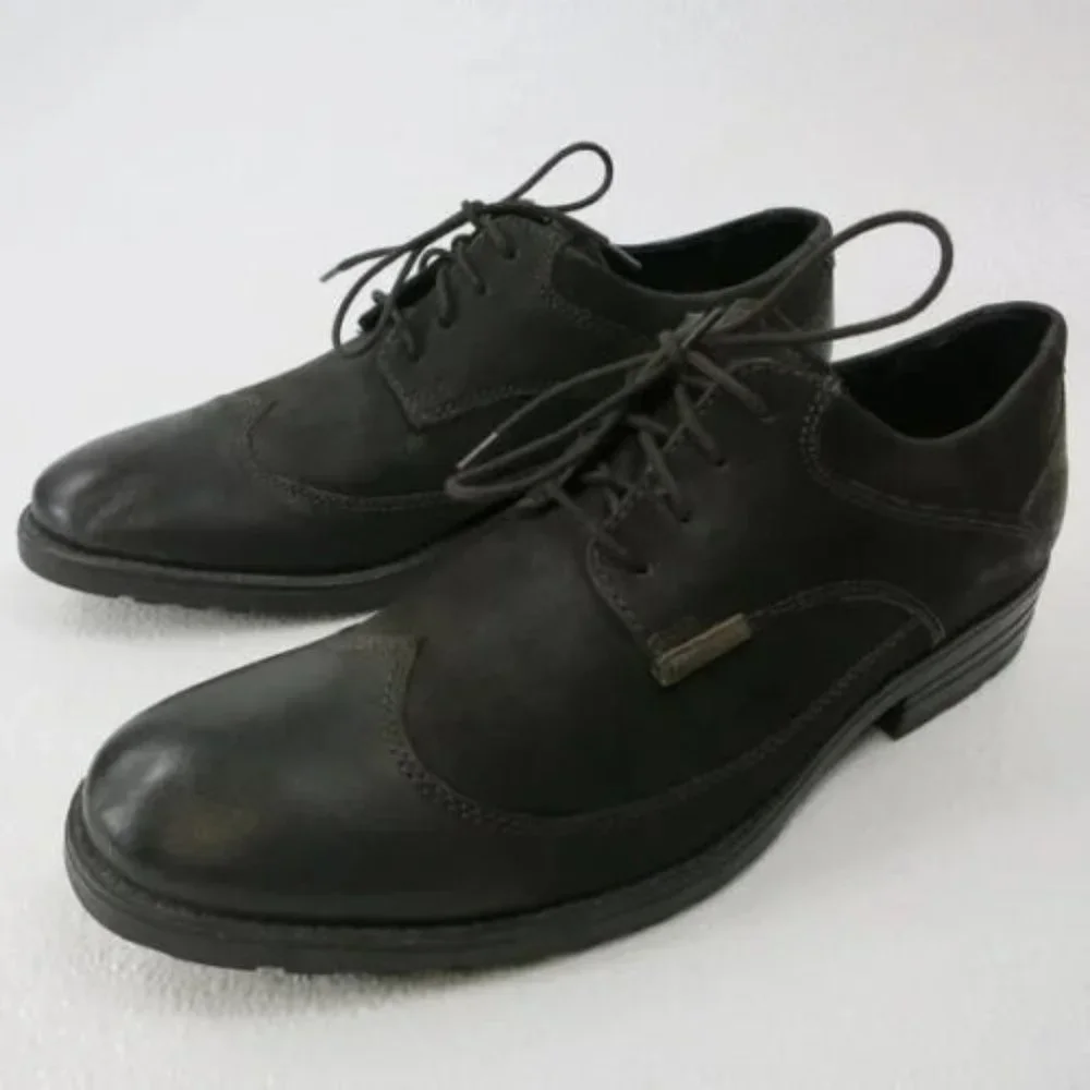 Clarks Denton Dane 66141 Brown Nubuck Leather Dress Oxfords Mens Kutsu sz 10.5 M